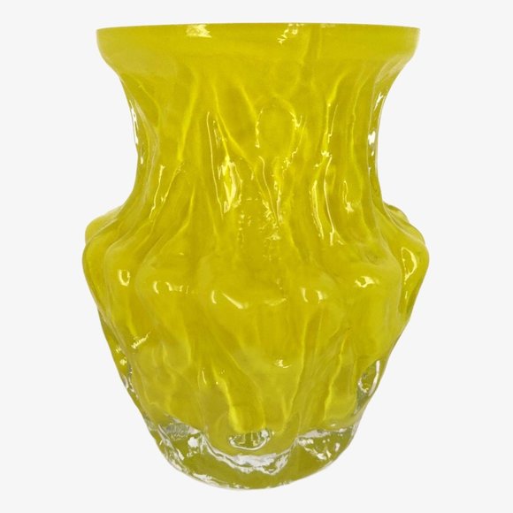 Vintage MCM Murano Lemon Yellow Glass Vase Cased Y - Picture 3 of 6